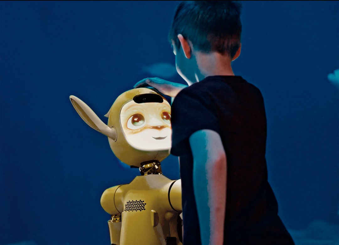 MetaがManusを買収：エージェントAIでSNS体験はどう変わるのか - A young boy gently pats a yellow robot's head.