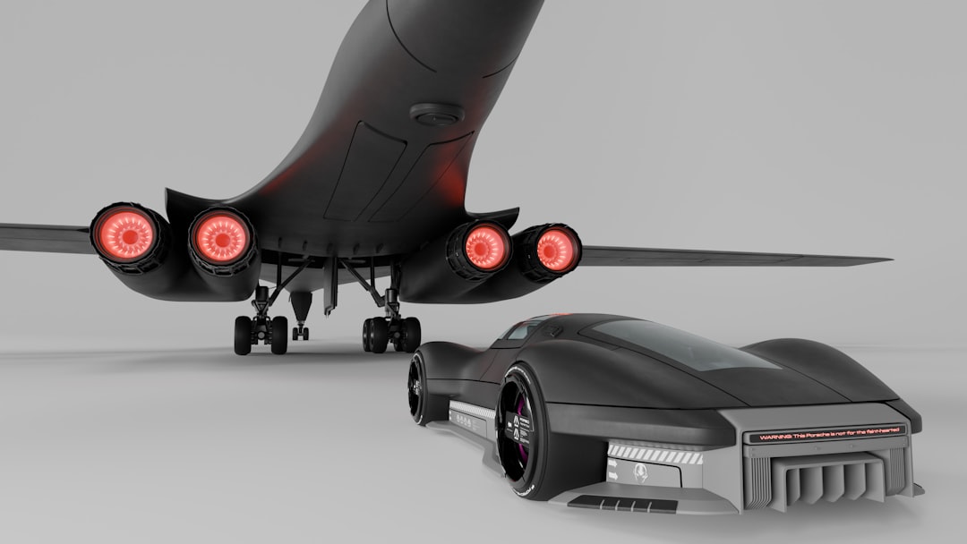 CES次世代テクノロジー予測：AIエージェントと空間コンピューティングの進化 - A black futuristic car and a bomber plane