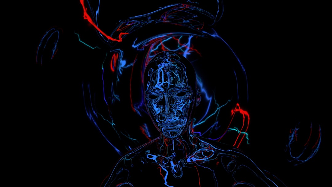 【ChatGPT】画像生成機能の最新アップデートを徹底解説 - A line of light reflected. A black space with a human silhouette, reflected in a bolt of lightning of different colors.